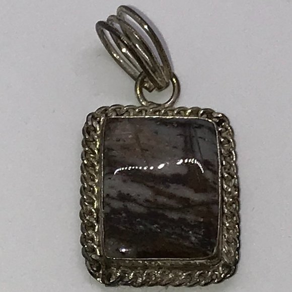 Sterling Silver Picasso Jasper Pendant with Chain Detail - Picture 1 of 5